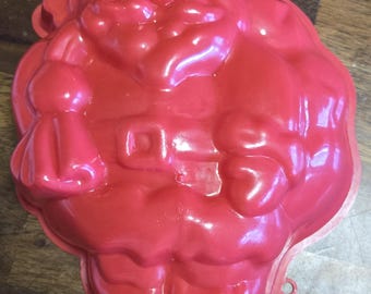 Vintage Red Christmas Jello Ice Cream Mold Santa Clause 10.5 inches tall