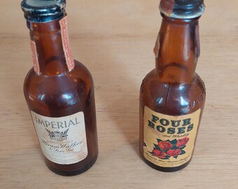 NOW on SALE 25% off. 14.99 was 19.99  Lot of 2 - 1/10 Pint Four Roses & Imperial Whiskey Bottles