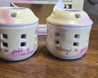 Joyfully Yours Votive Candles and Holders. "Always Be Full of Joy in the Lord." New in Box