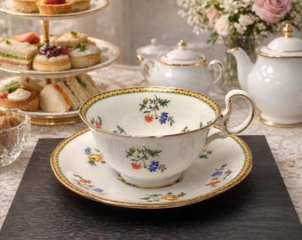 Aynsley Weidenkorb floral Teetasse und Untertasse