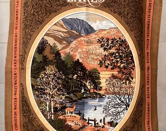 English Lakes vintage cotton tea towel