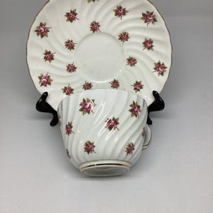 Aynsley pink rosebud teacup and saucer