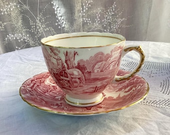 Moser Salviati Venetian Murano Ruby Red Hand Painted Cup and