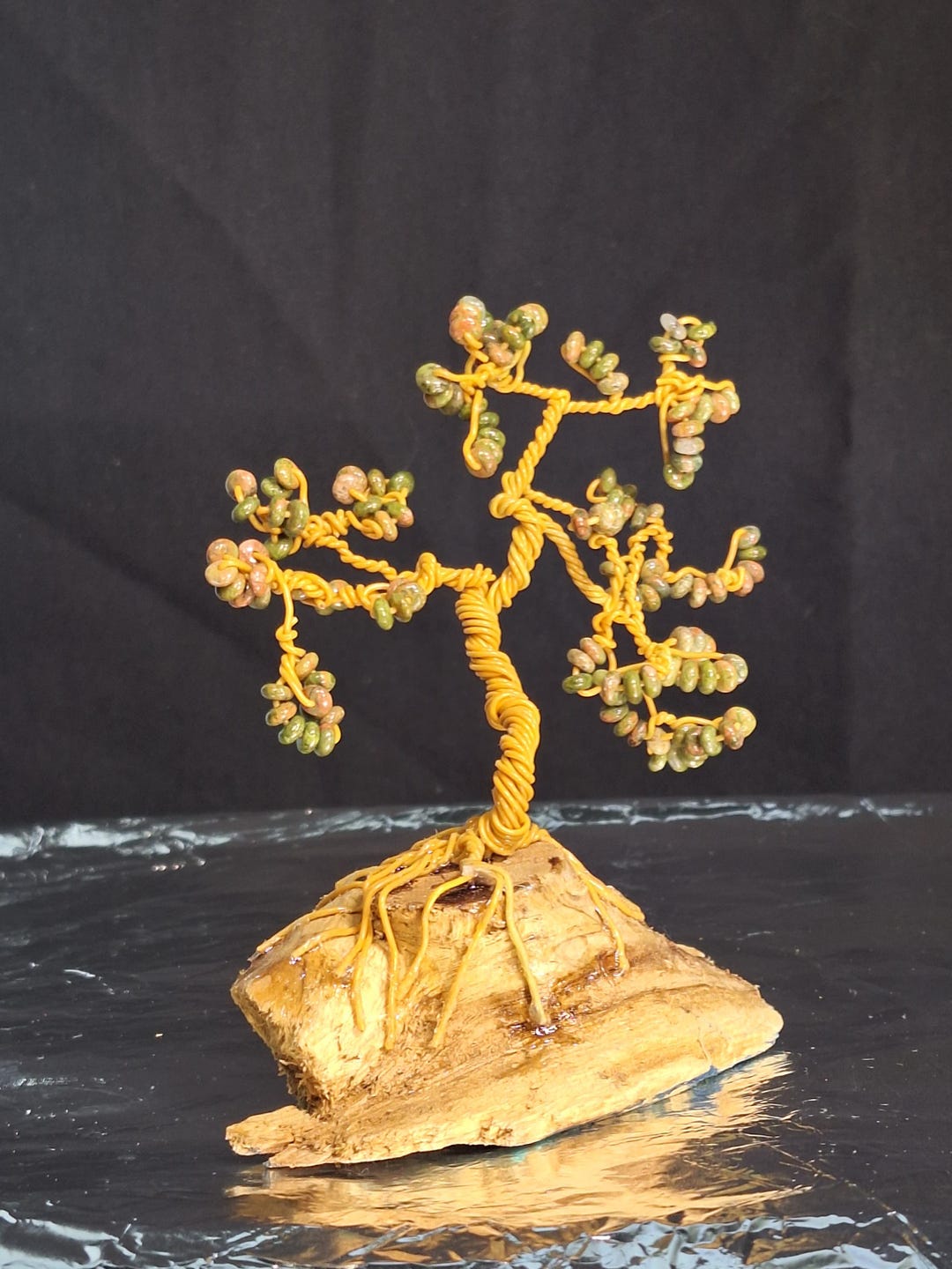 Mini Hand Crafted Wire Wrapped Bonsai Tree on Driftwood With Unkanite ...