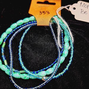 Morse Code Beaded Stackable Stretch Bracelets – “Be Still” Light Green, Green & Blue 3-Piece Bracelet Set, Handmade Affirmation Jewelry