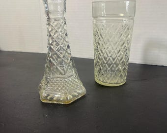 2 Vintage Anchor Hocking “Wexford” Clear Pressed Glass Items