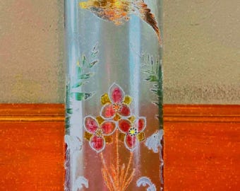 Antique French Art Nouveau 15” Glass Vase By Legrad & Cie Circa 1890