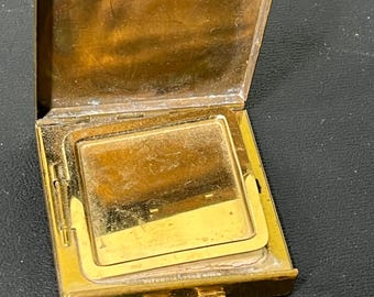 Vintage 1960s Pop Top Metal Face Powder Compact, Purse Powder Compact