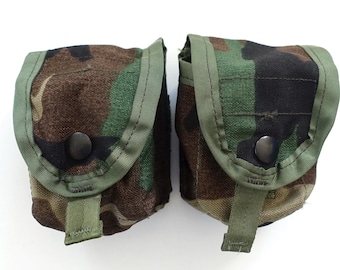 US army marines air force navy Military molle woodland set of 2 grenade pouches NWOT
