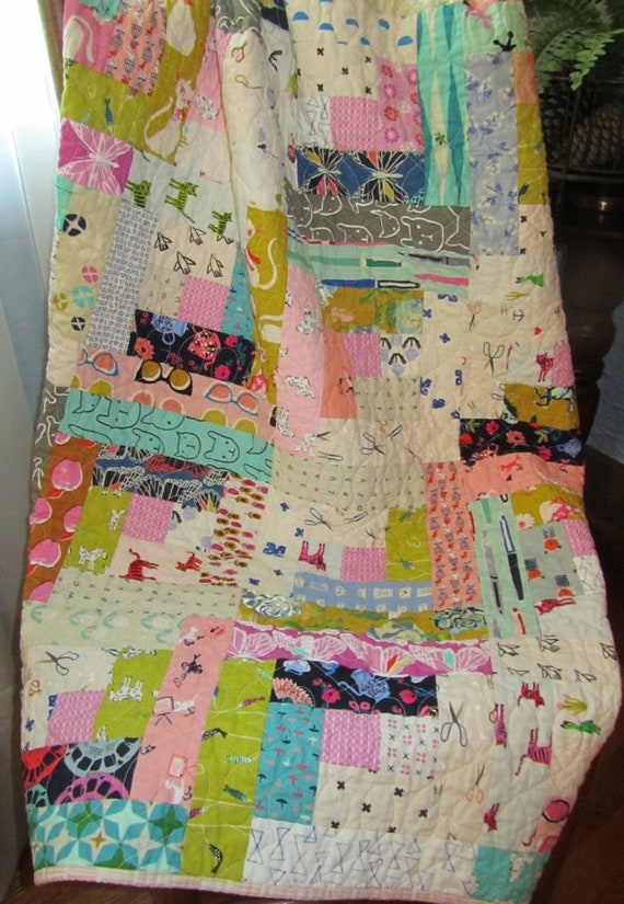 Scrappy Cotton And Steel Baby Girl Quilt Toddler Crib Etsy