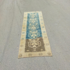 2x7 Runner Rug, Soft Rug, Pastel Rug, 2x7 Natural Rug, Anatolian Rug, 2x7 Turkish Rug, Handmade Rug, 2x7 Vintage Rug, Oushak Rug, 2&#39;4x6&#39;8 Ft