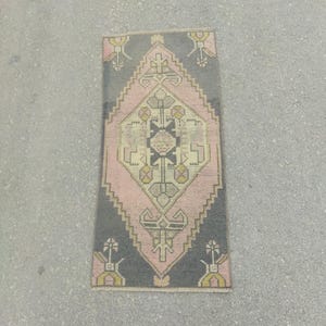 2 x 3 paillasson, tapis pastel, tapis fait main, 2 x 3 tapis vintage, tapis rose, 2 x 3 tapis Oushak, tapis en laine, 2 x 3 tapis de salle de bain, tapis doux, 1&#39;7 x 3&#39;4 pieds