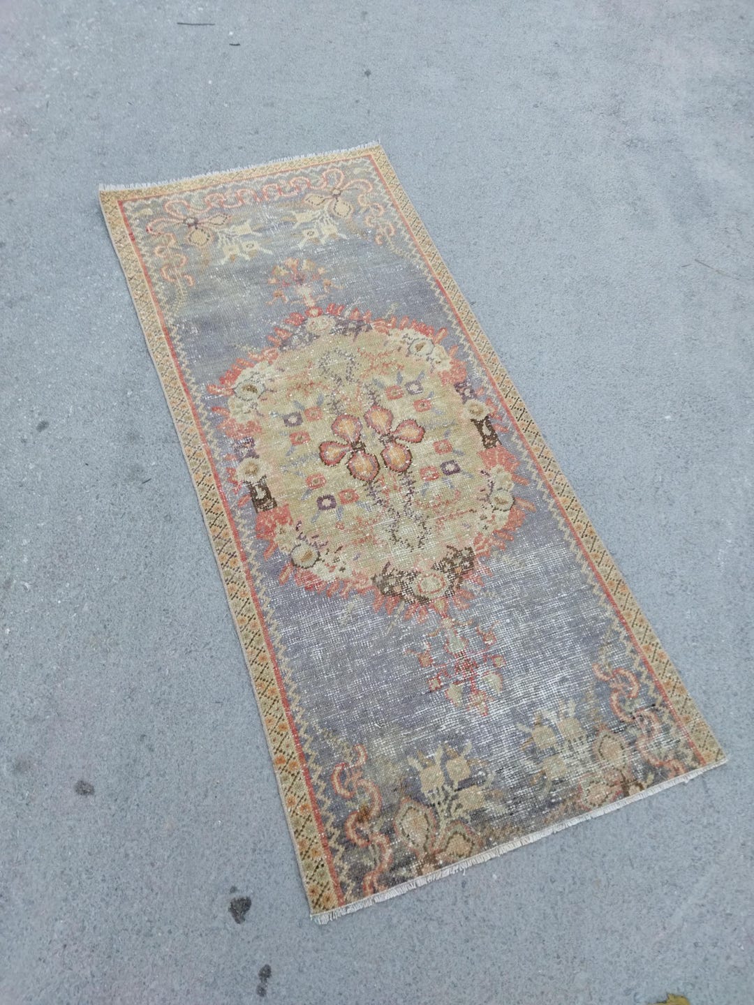2x5 Rug, Vintage, Soft, Area, Pastel Rug, 2x5 Oushak, Small, Kitchen ...