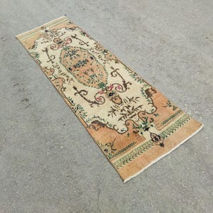 2x7 Runner Rug, Kitchen Rug, Handmade Rug, 2x7 Oushak Rug, Livingroom Rug, 2x7 Vintage Rug, Wool Rug, 2x7 Beige Rug, EntrywayRug, 2.3x7.2 Ft