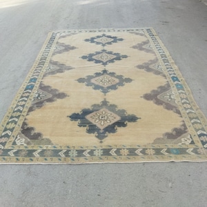 7x10 Oushak Rug, Livingroom Rug, Wool Rug, 7x10 Turkish Rug, Handmade Rug, 7x10 Vintage Rug, Soft Rug, 7x10 Pastel Rug, AreaRug, 6.9x10.2 Ft