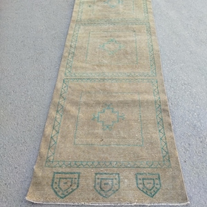 2x7 Runner Rug, Wool Rug, Handmade Rug, 2x7 Vintage Rug, Soft Rug, Pastel Rug, 2x7 Oushak Rug, Livingroom Rug, 2x7 Turkish Rug, 2&#39;4x7&#39;3 Feet