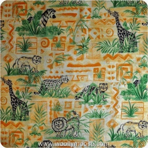 By the HALF YARD Classic Cottons Out of Print 2005 Child Kid Lion Zebra Giraffe Orange Tones Cotton Quilt Fabric