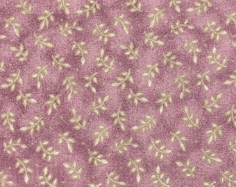 By the HALF YARD Tonal Plum Pink Pale Green Leaves All Over 2008 Fabric Traditions 100% Cotton Quilting Fabric Out of Print