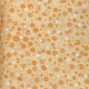 May include: A yellow fabric with a white and orange polka dot pattern. The fabric is textured and has a subtle sheen.