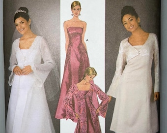 Simplicity 5246 Size HH (6-12)  Misses' Miss Petite Evening Dress Wedding Gown Coat Train or Jacket Sewing Pattern New Uncut w/ Factory Fold