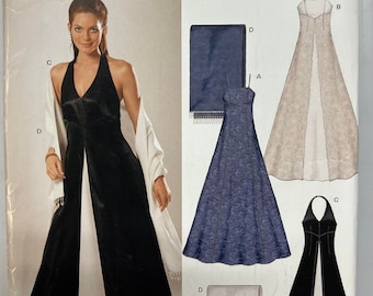 NEW LOOK 6318 Size A (6-16)  Misses' Formal Evening Dress Wedding Gown & Scarf Sewing Pattern New Uncut w/ Factory Fold