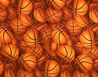 By the HALF YARD Basketballs All Over Sports Elizabeth's Studio Patt # 221 - 100% Cotton Fabric