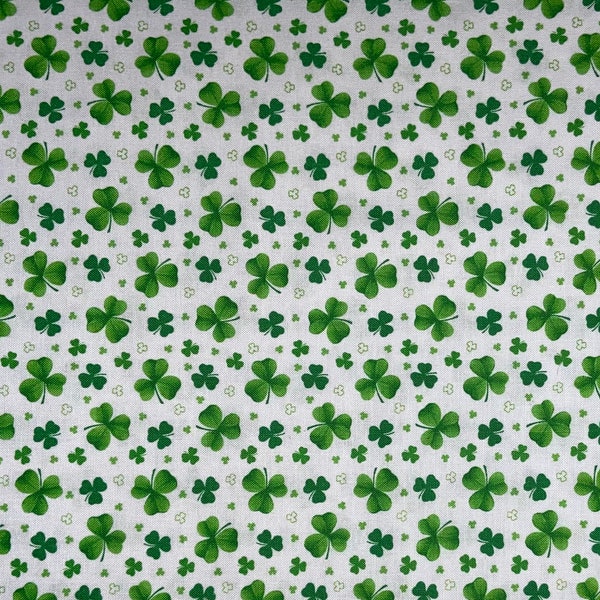 By the HALF YARD - Small Green Shamrocks "Pot of Gold" by CityArt Studio Patt# 9368 for Henry Glass 100% Cotton Quilting Fabric