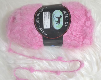 ONE Skein # 203 Dark Horse Melody PINK 3.5 Ounces (100 grams) Bulky Boucle Fashion Yarn Skein 100% Nylon HTF Hard to Find