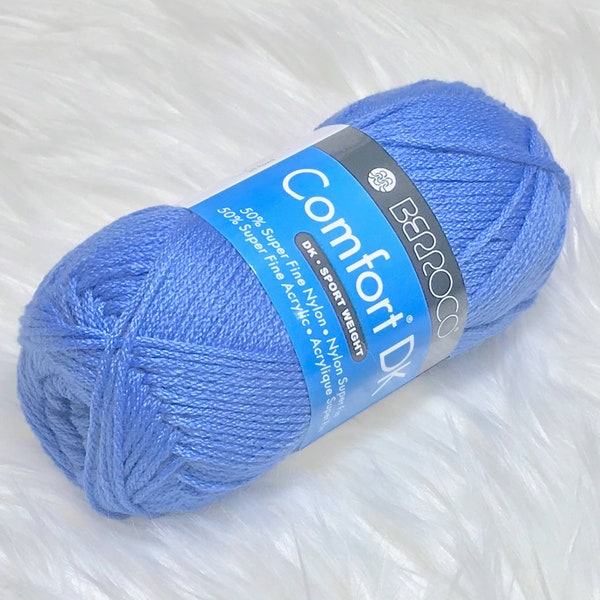 ONE Skein Berroco 2726 Comfort DK Soft Blue Lilac Yarn 50 Grams 178 Yards 50/50 Nylon Acrylic DK Light Worsted  / Sport Weight Yarn