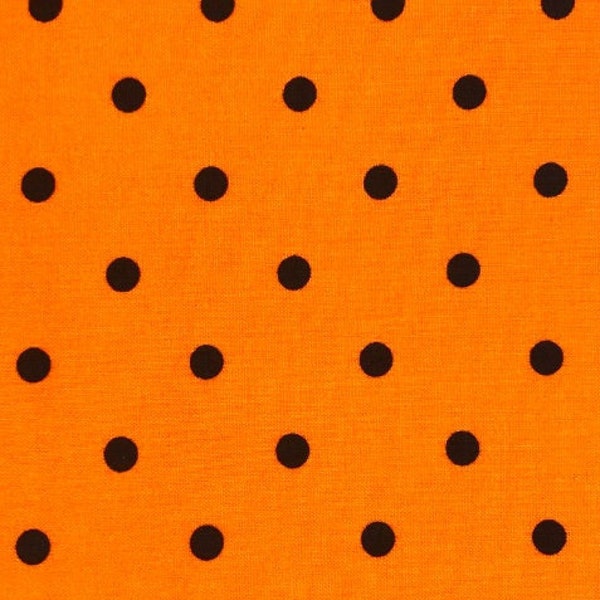 Pre-Cut Fat Quarter Fabric for Adult / Child Face Masks - Halloween Black Polka Dots on Orange David Textiles 100% Cotton