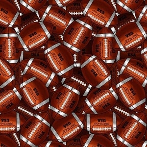 By the HALF YARD Packed Footballs USA David Textiles Sports - 100% Cotton Fabric