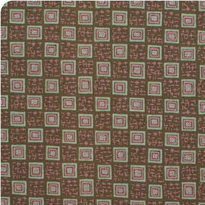 By the HALF YARD Out of Print Retro Geo Pink Green Small Checks Squares Cotton Quilting Fabric