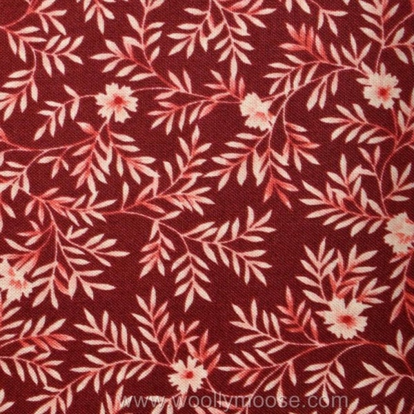 By the HALF YARD Fabri-Quilt Out of Print BITS & Pieces Pink Burgundy Fern Flowers Cotton Quilting Fabric