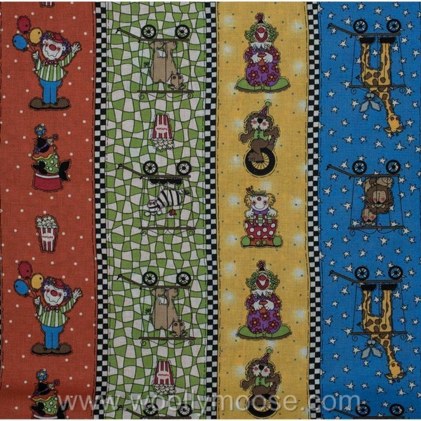 By the HALF YARD OOP Leanne Anderson Whole Country Caboodle Circus Animals Clowns Stripes Spectrix 100% Cotton Fabric