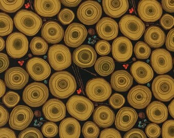 26" x 43" Martha Negley Tree Rings MN13 Kaffe Fassett Rowan Fabrics Olive Black Cotton Quilting Fabric Remnant - Out of Print
