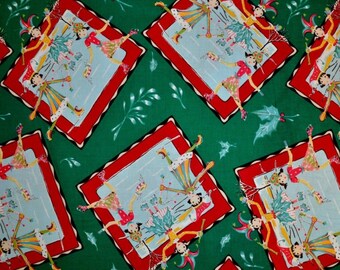 By the HALF YARD Westminster Felicity Miller Skater Postcard Winter Christmas Cotton Quilting Fabric Out of Print