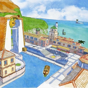 Piazzale Delfino/Delfino Plaza - watercolor painting