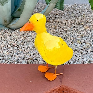 Handmade Metal Mini Baby Duck | Cute Yard Art Garden Decor | Artisan Made Landscape Sculpture | Farm Lawn Ornament
