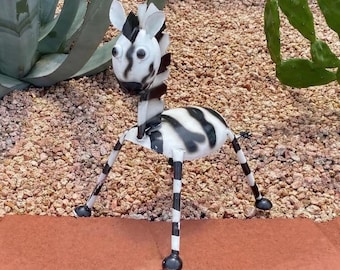 Handmade Metal Zebra | Farmhouse Yard Art Garden Decor | Artisan