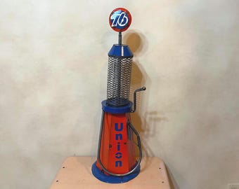 Metal Union 76 Antique Gas Pump | Mancave Garage Decor | Artisan Made Yard Art | Bar Ornament | Vintage Enthusiast | Father's Day Gift