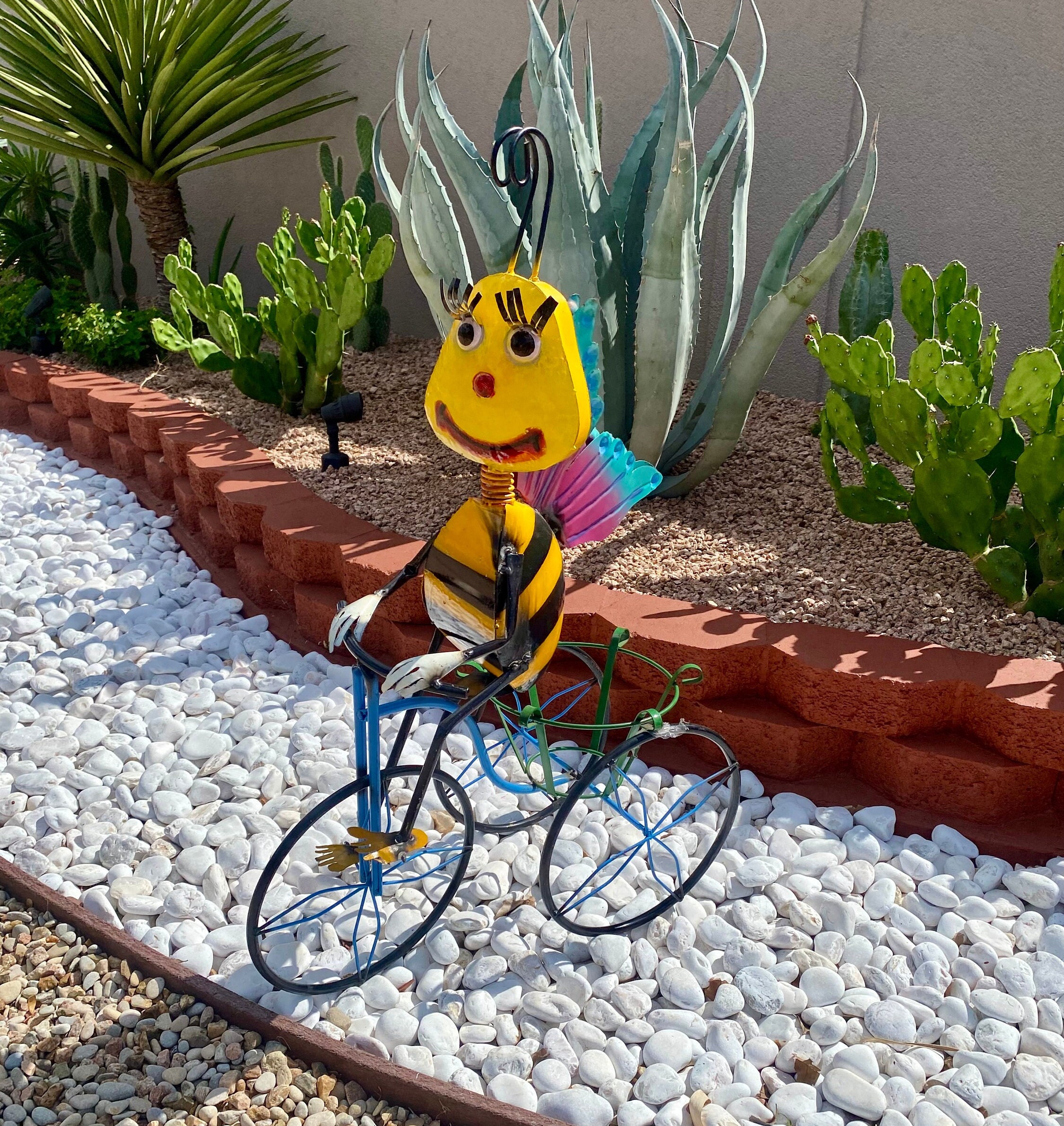 Handmade Metal Bee Wasp Tricycle Planter | Yard Art Garden Decor
