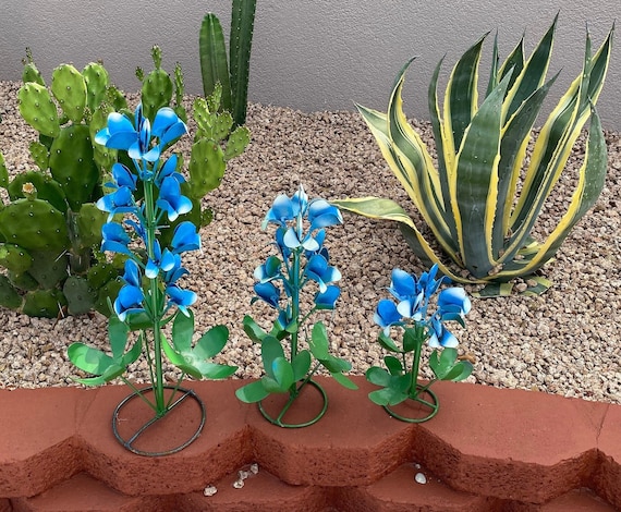 Handmade Metal Bluebonnet Flower | Yard Art Spring Garden Decor