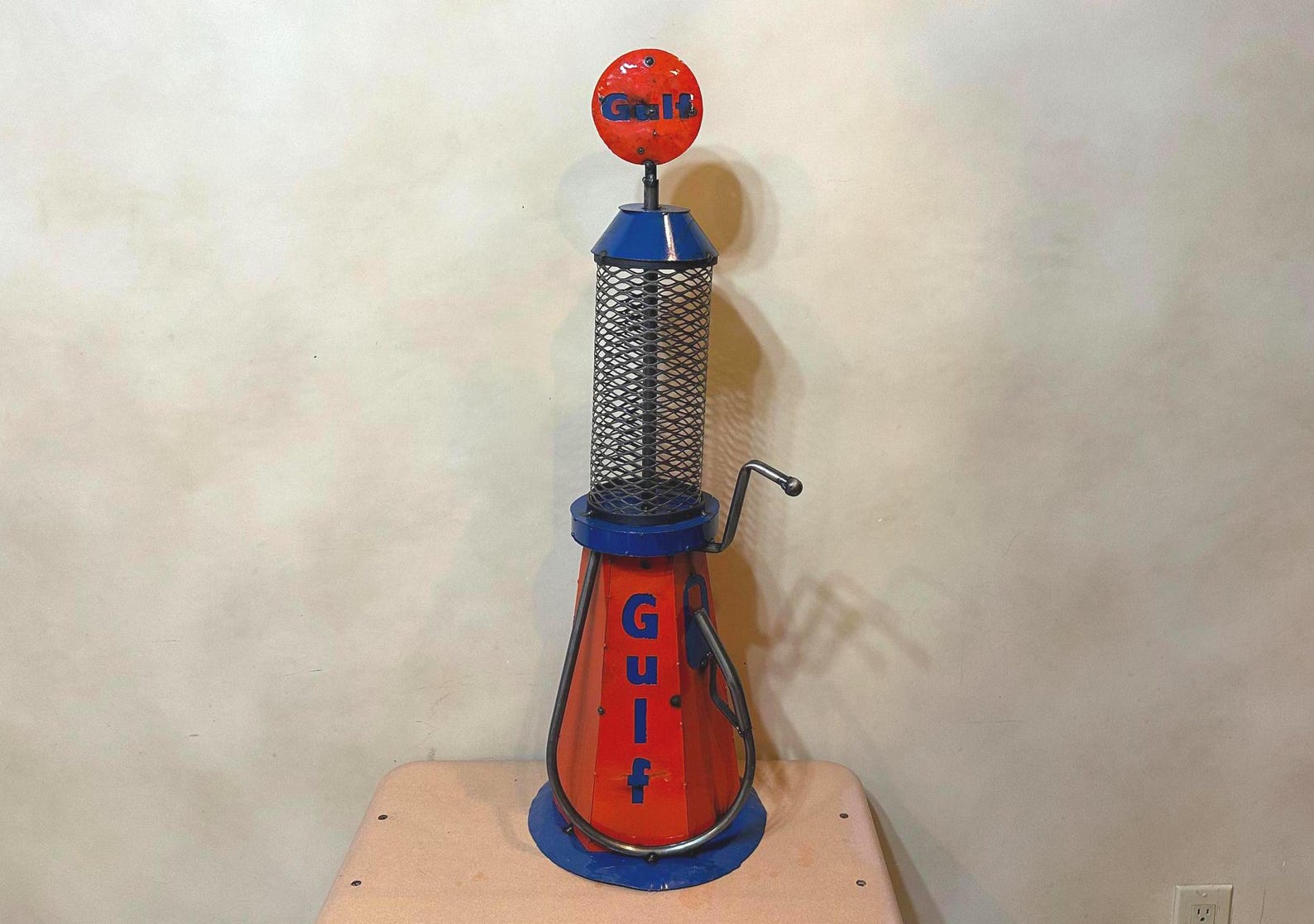 Metal Gulf Antique Gas Pump | Mancave Garage Decor | Artisan Made Yard ...