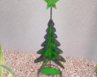 Large Handmade Metal Christmas Tree with Star | XMas Yard Art Garden Decor | Artisan Made Landscape Sculpture | Pine Tree Lawn Ornament