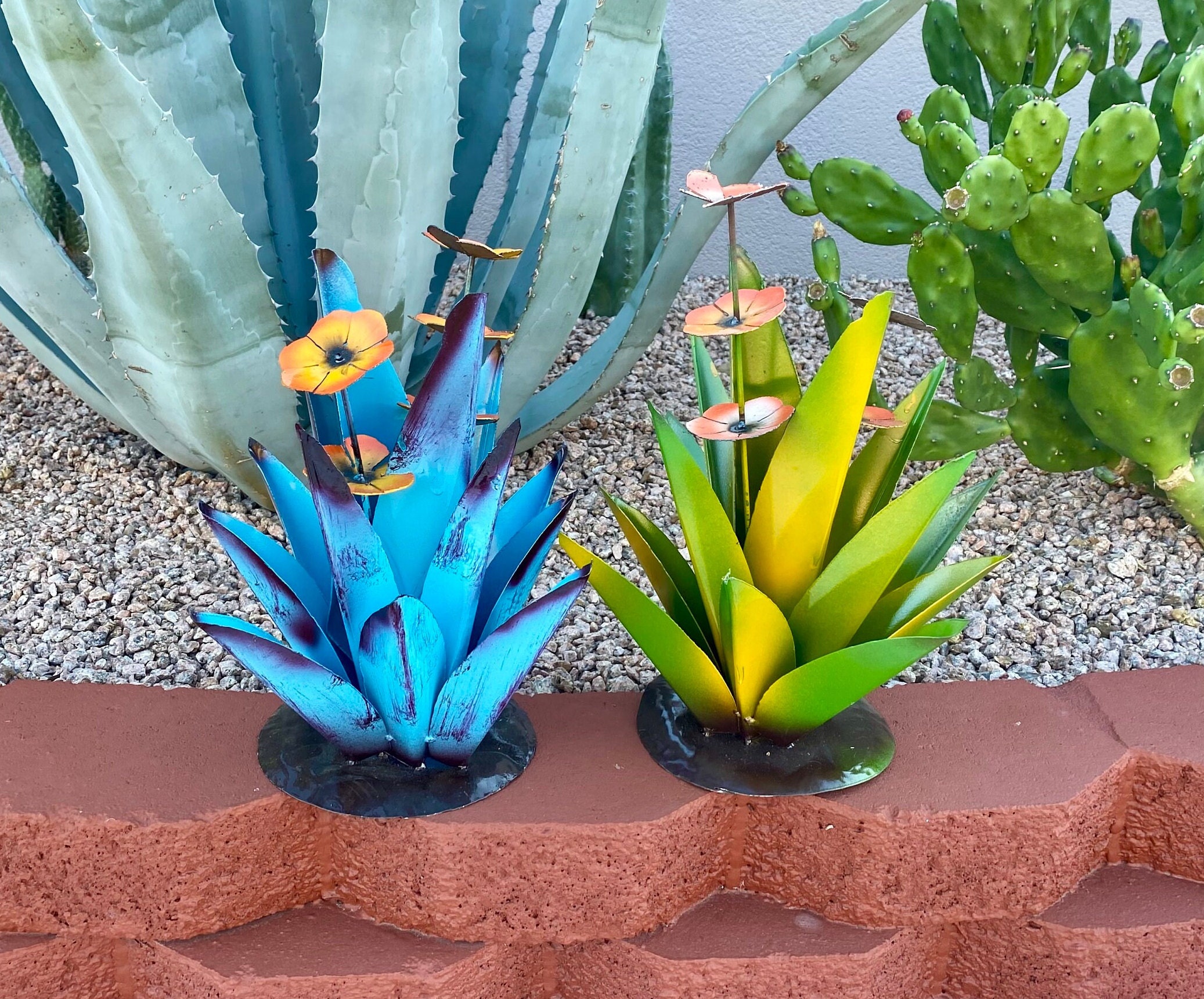 Large Handmade Metal Agave Cactus | Yard Art Garden Decor