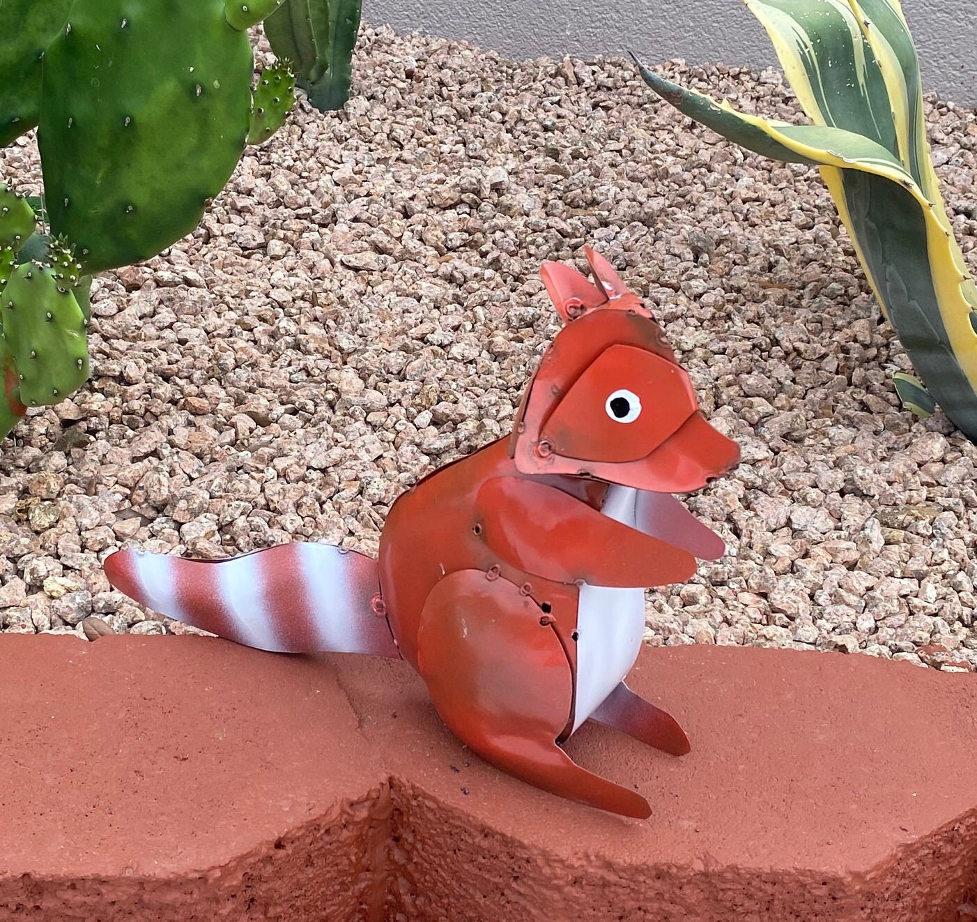 Handmade Metal Sitting Raccoon | Yard Art Garden Decor | Artisan Made ...