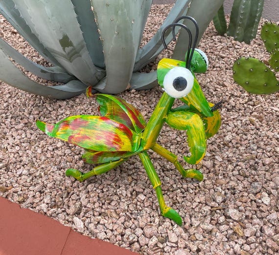 GIFTME 5 Mantis - Set 2 Decorazioni Giardino In Metallo A Forma Di Mantide Religiosa - 23,9 X 15,3 Cm - 3