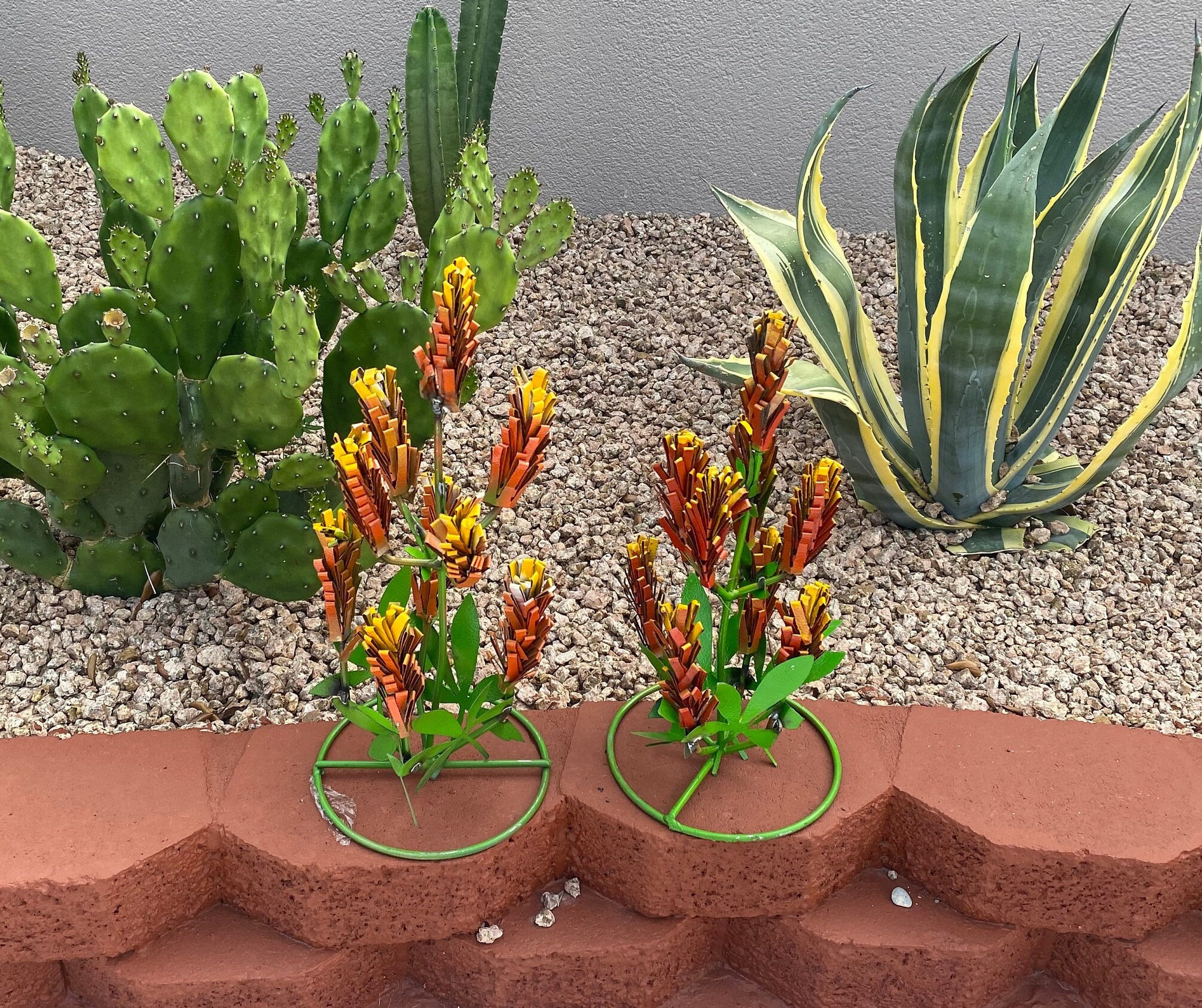 Handmade Metal Texas Indian Paintbrush Flower | Yard Art Spring