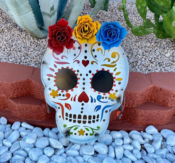 Pot De Fleurs En Résine Crâne Mexicain – Décoration Halloween, Jour Des Morts, Pour Succulentes & Petites Plantes - 12