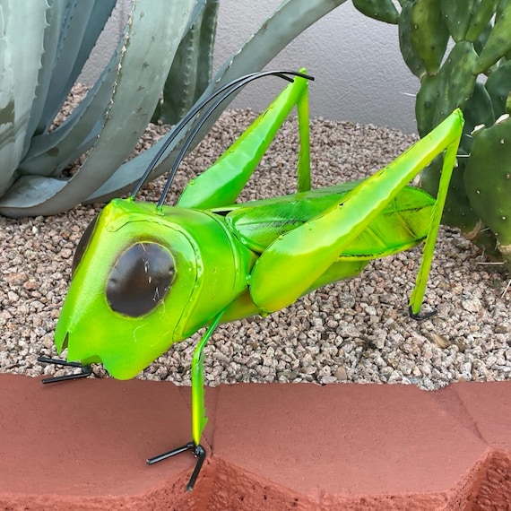Lifesize Handmade Metal Grasshopper | Farmhouse Yard Art Garden